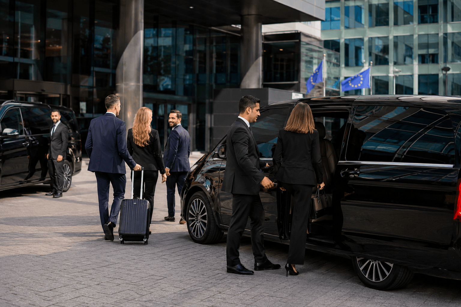 Professionele chauffeur en luxe sedan voor diplomatieke ambassadetransfers in Brussel